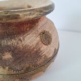 Wooden and brass vase