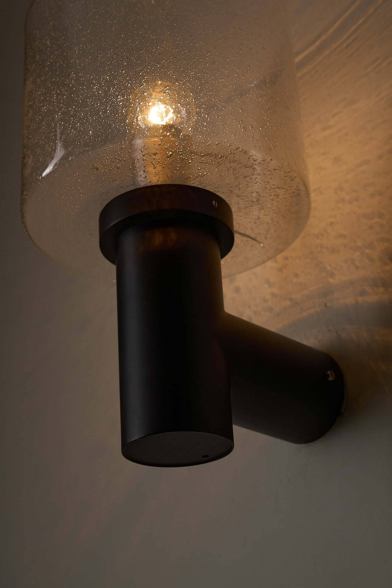 Glashütte Limburg conical bubble glass outdoor sconce
