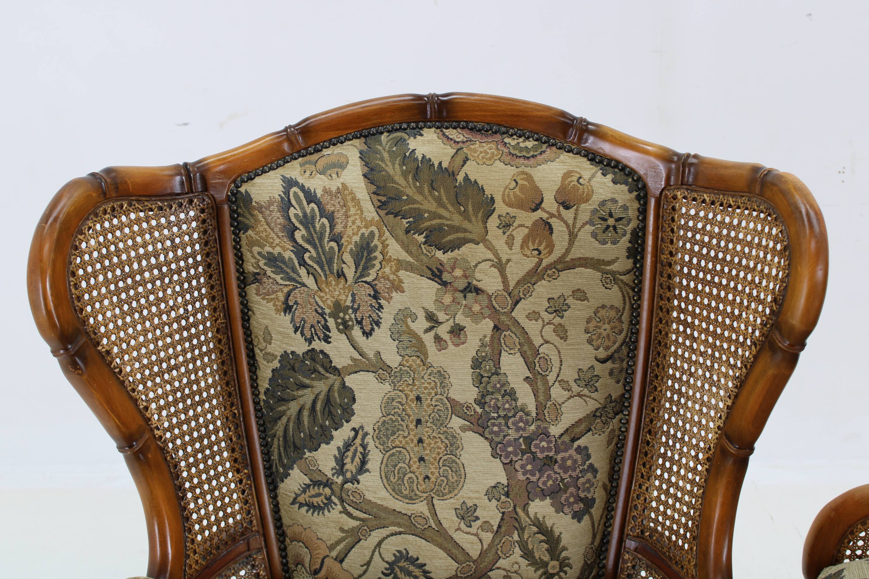 1960s Pair of Rattan Armchairs , Italy