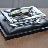 Antique crystal ashtray with its leather stand