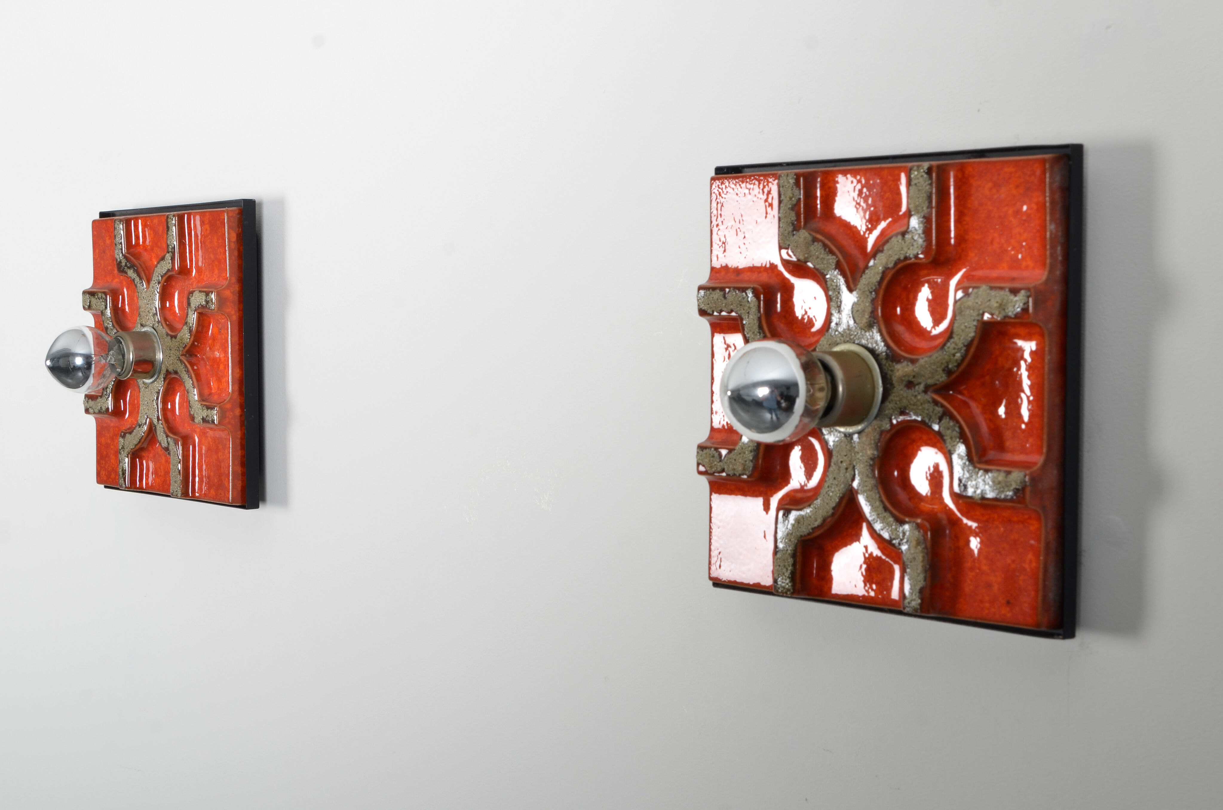 Set of 2 Fat Lava  wall sconces, 1970s