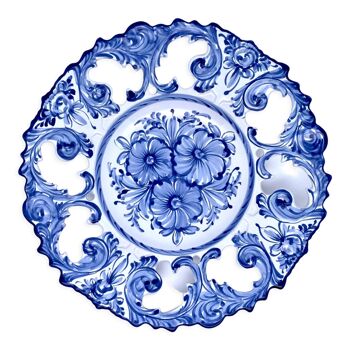 Assiette décorative céramique portugaise bleue et blanche