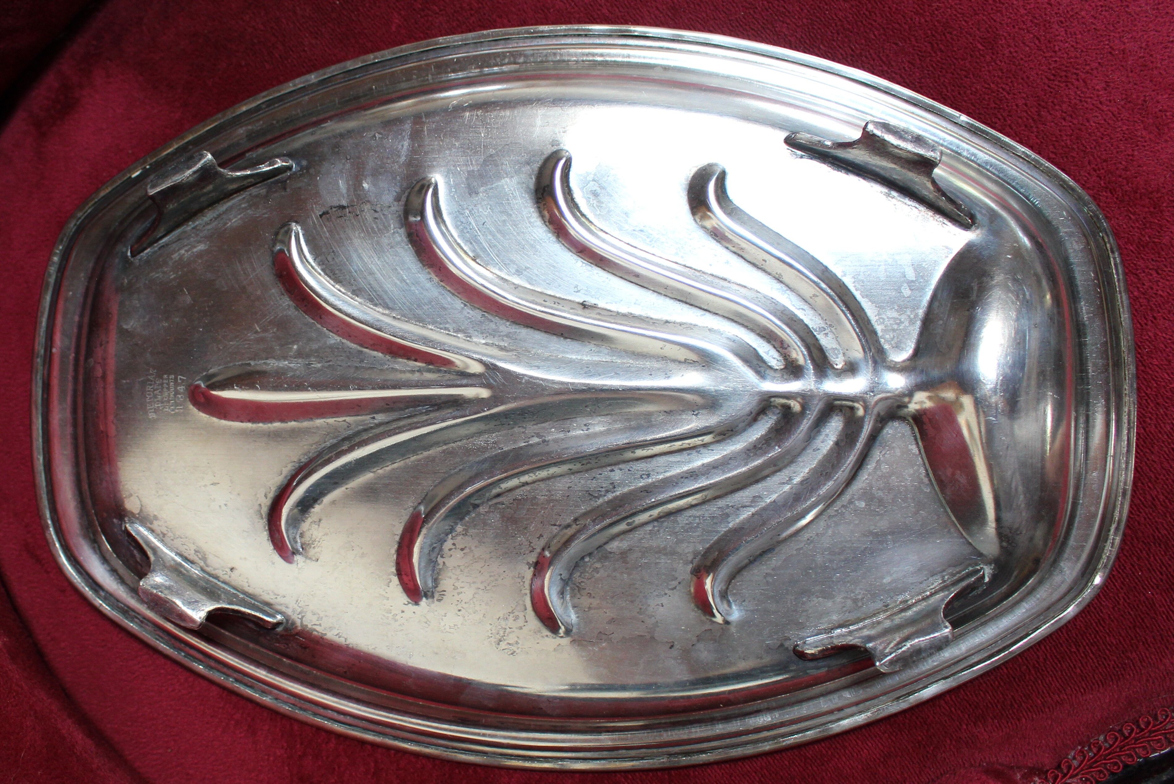 Silver metal meat dish