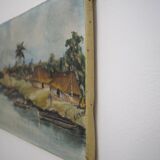 Painting on canvas African landscape Signed
