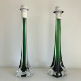 Paire de pied de lampe en verre Paul Kedelv pour Flygsfors 1950