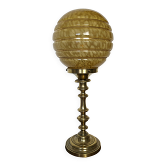 Lampe boule en verre de Clichy jaune