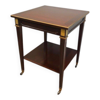 Mahogany and brass table signed Hugnet.