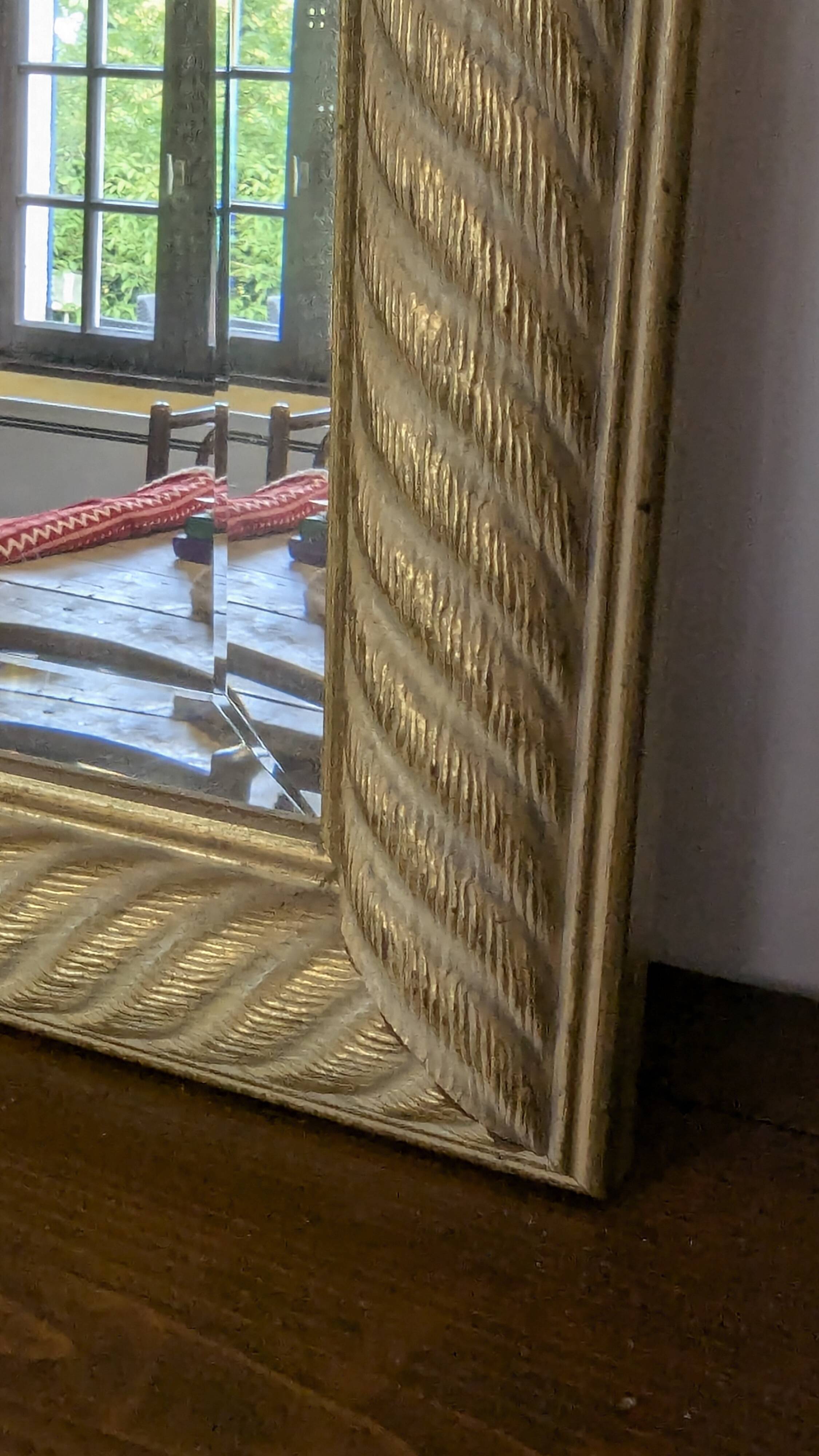 Gold beveled glass trumeau mirror