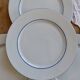 4 vintage dessert plates white porcelain with blue trim