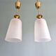 Pair of brass and cracked glass pendants, 1950-60.