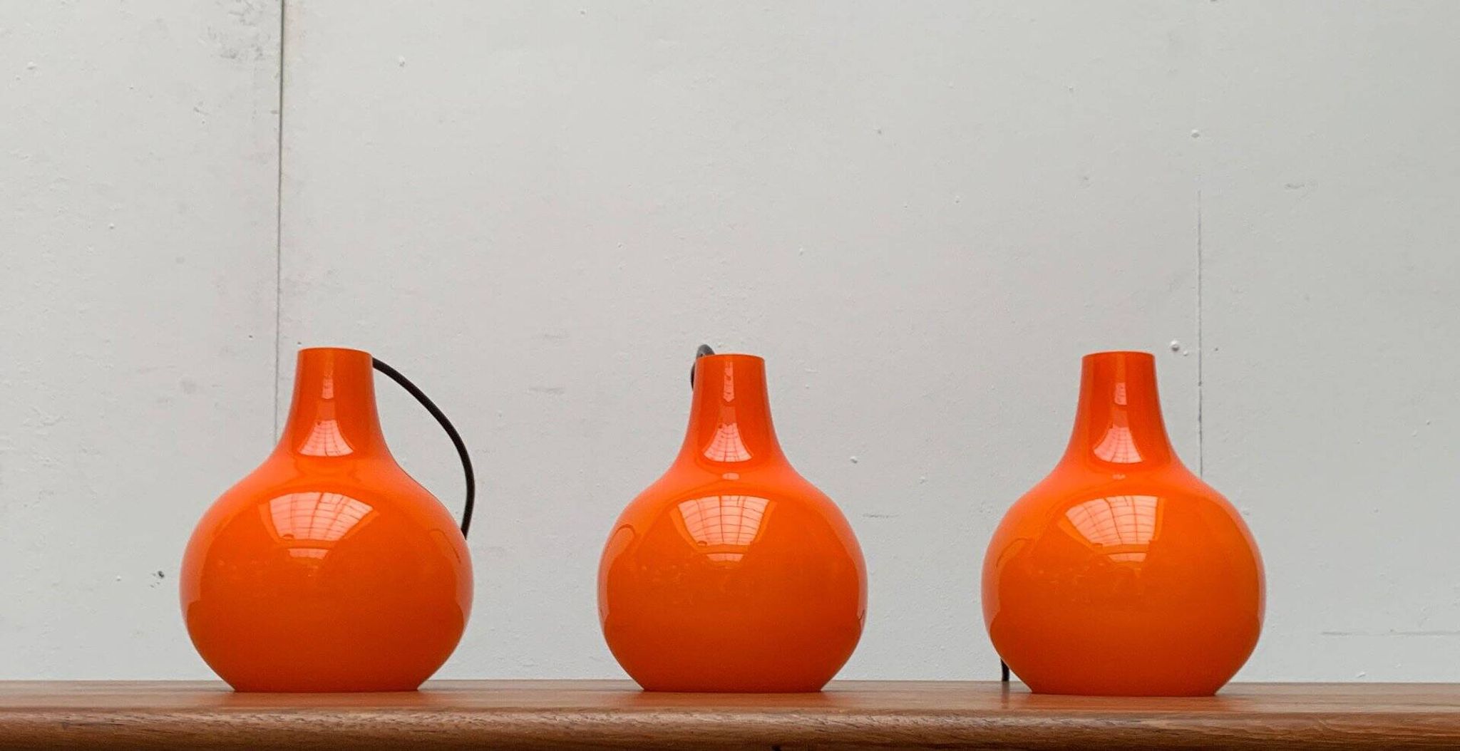 Mid-Century German Glass Pendant Lamp AH by Peill & Putzler, Set of 3