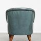 Fauteuil Chesterfield bleu en cuir de vachette de style anglais