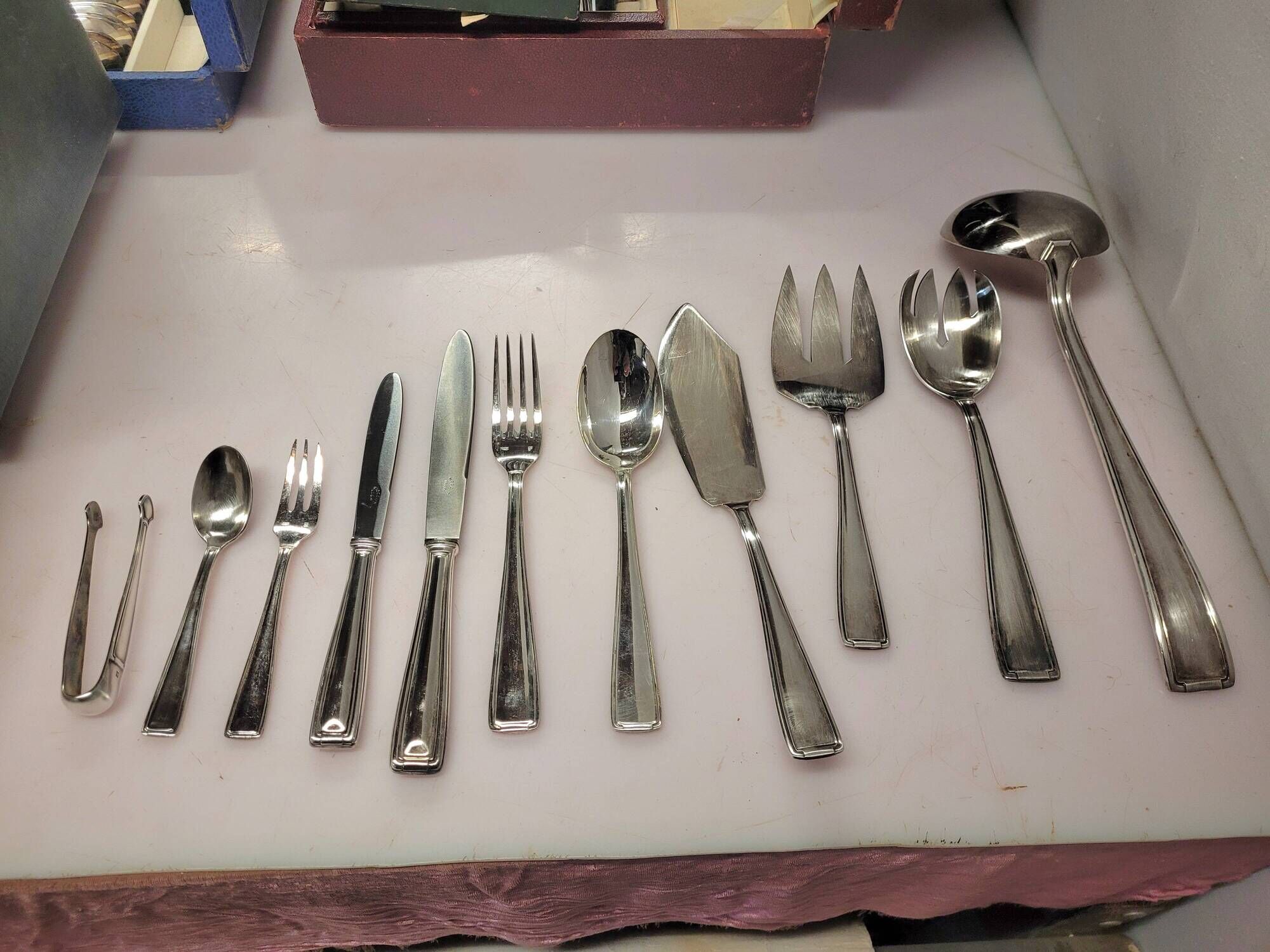 Silver plated cutlery set, Fionnet François, mid-20th century, 149 pieces with boxes