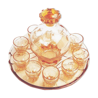 Glass carafe and tray set