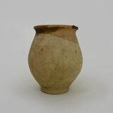 Pot in glazed beige brown terracotta, southwest of the France