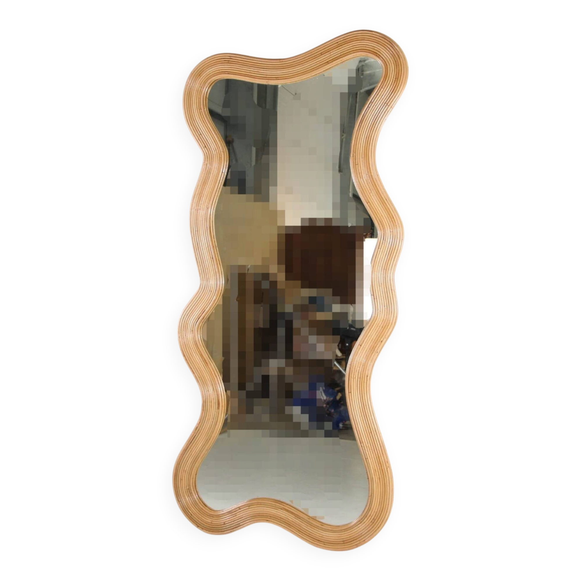 Large "waves" rattan mirror