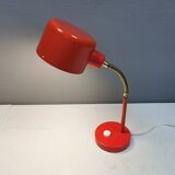 Swedish Elidus table lamp in red with adjustable brass swan neck 1970-80s