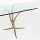 Unique sculptural dining table in bronze and glass, Belgium 1970.