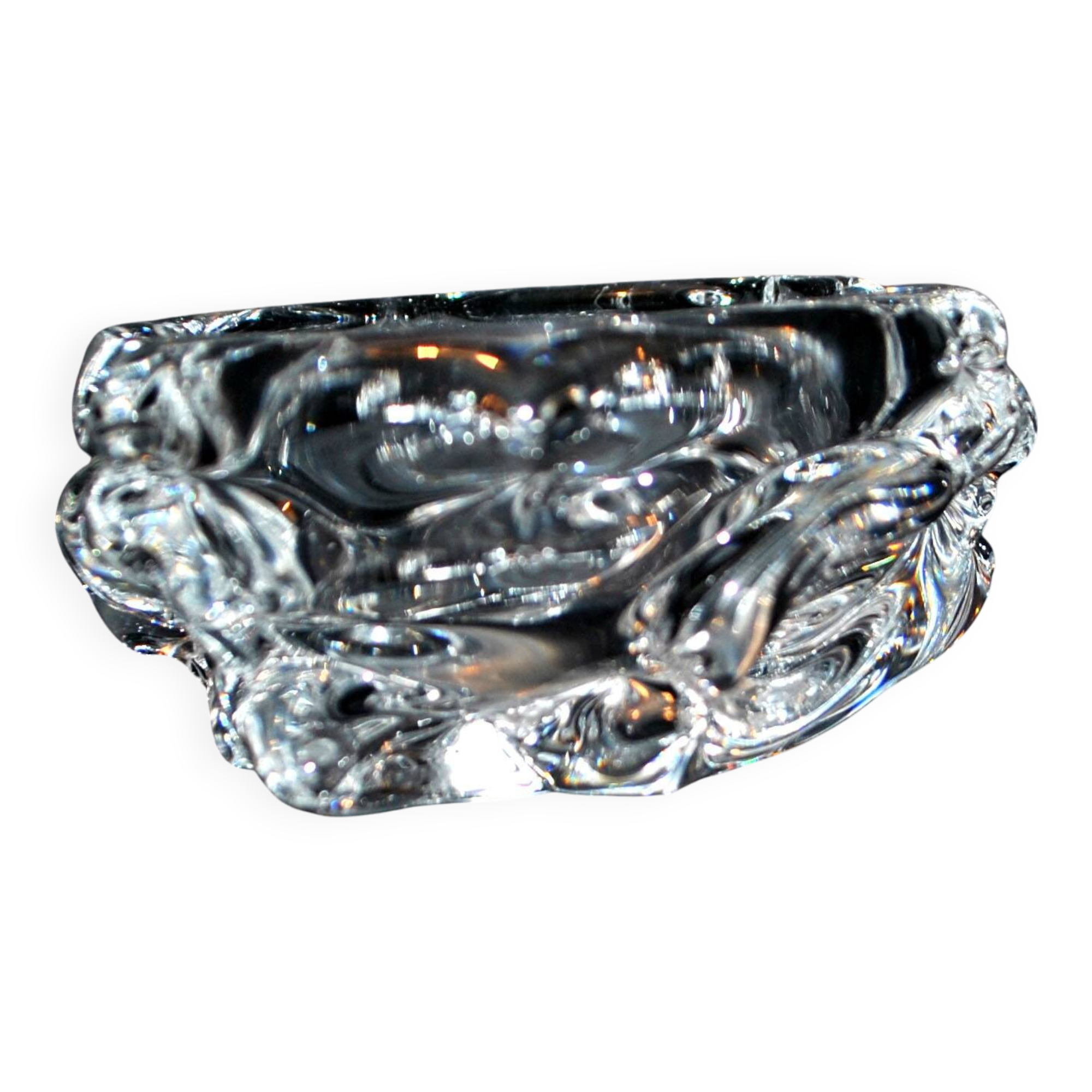 1960 Design ashtray bowl in blown crystal signed Cristal Paris France