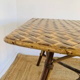 Large free-form rattan table