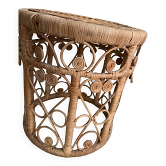 Vintage bohemian chic peacock rattan stool