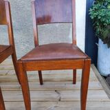 Set of 6 STELLA chairs, Art Deco, leather seat