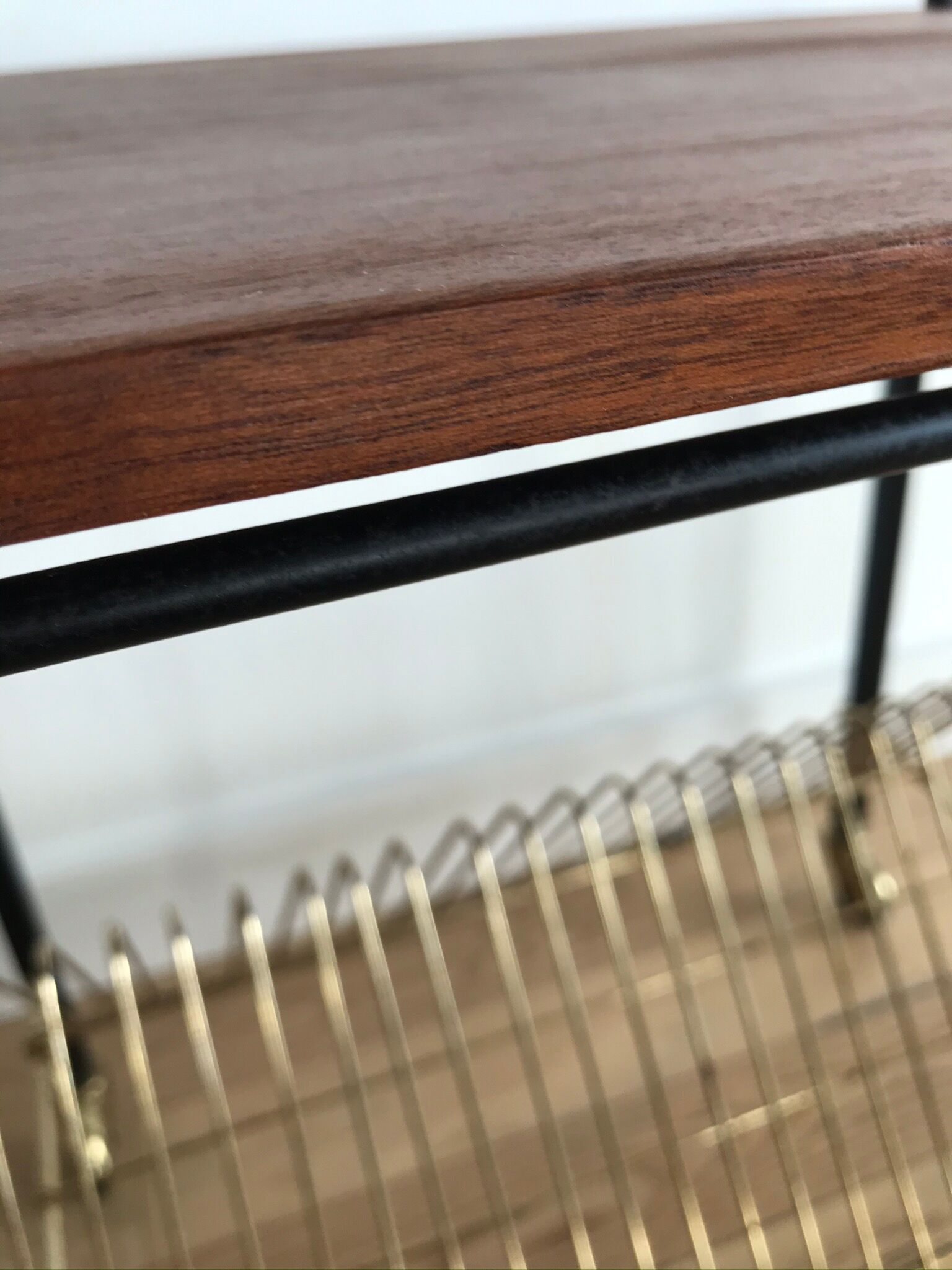 Vintage vinyl coffee table on wheels 1960