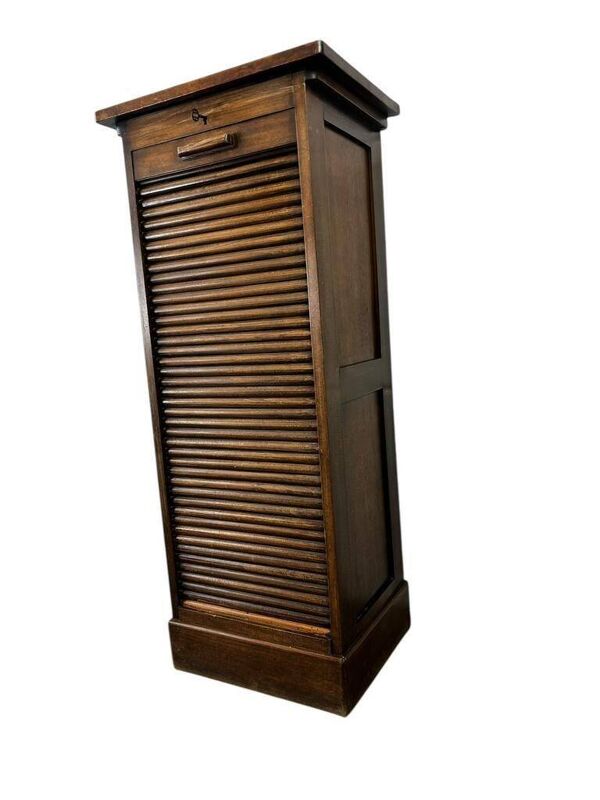 Armoire d'archives vintage en bois / armoire à rideau