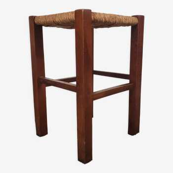 Wooden and straw stool