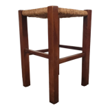 Wooden and straw stool
