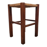 Wooden and straw stool