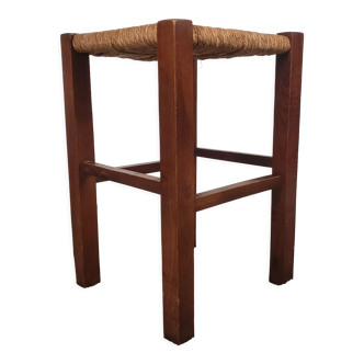 Wooden and straw stool