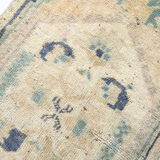 1X2 Blue vintage door mat rug, 1x2 Blue door mat rug, 2.7x1.5 Ft