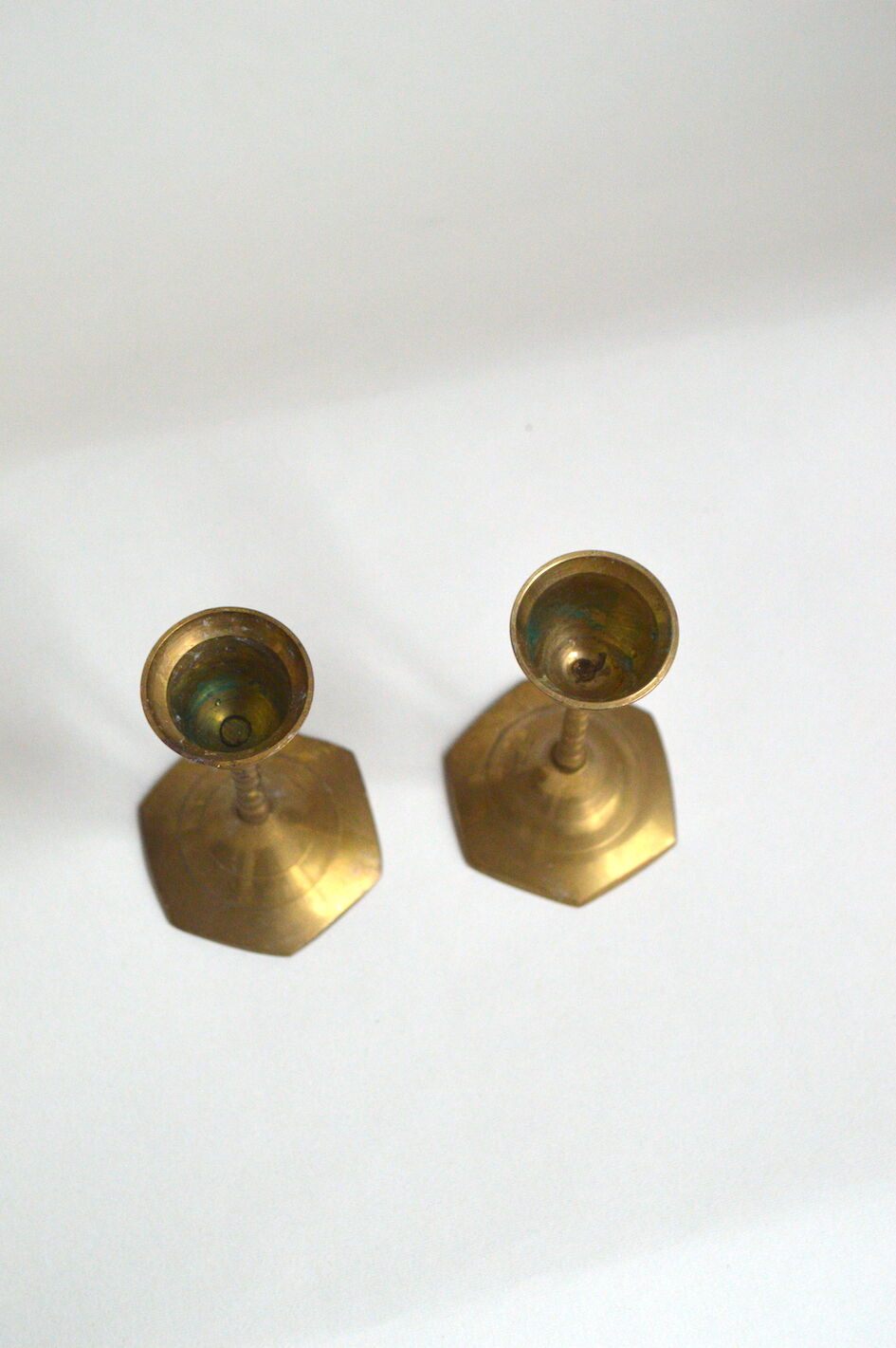 Pair of brass candle holders