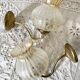 Pair of retro wall lights in glass and gold metal