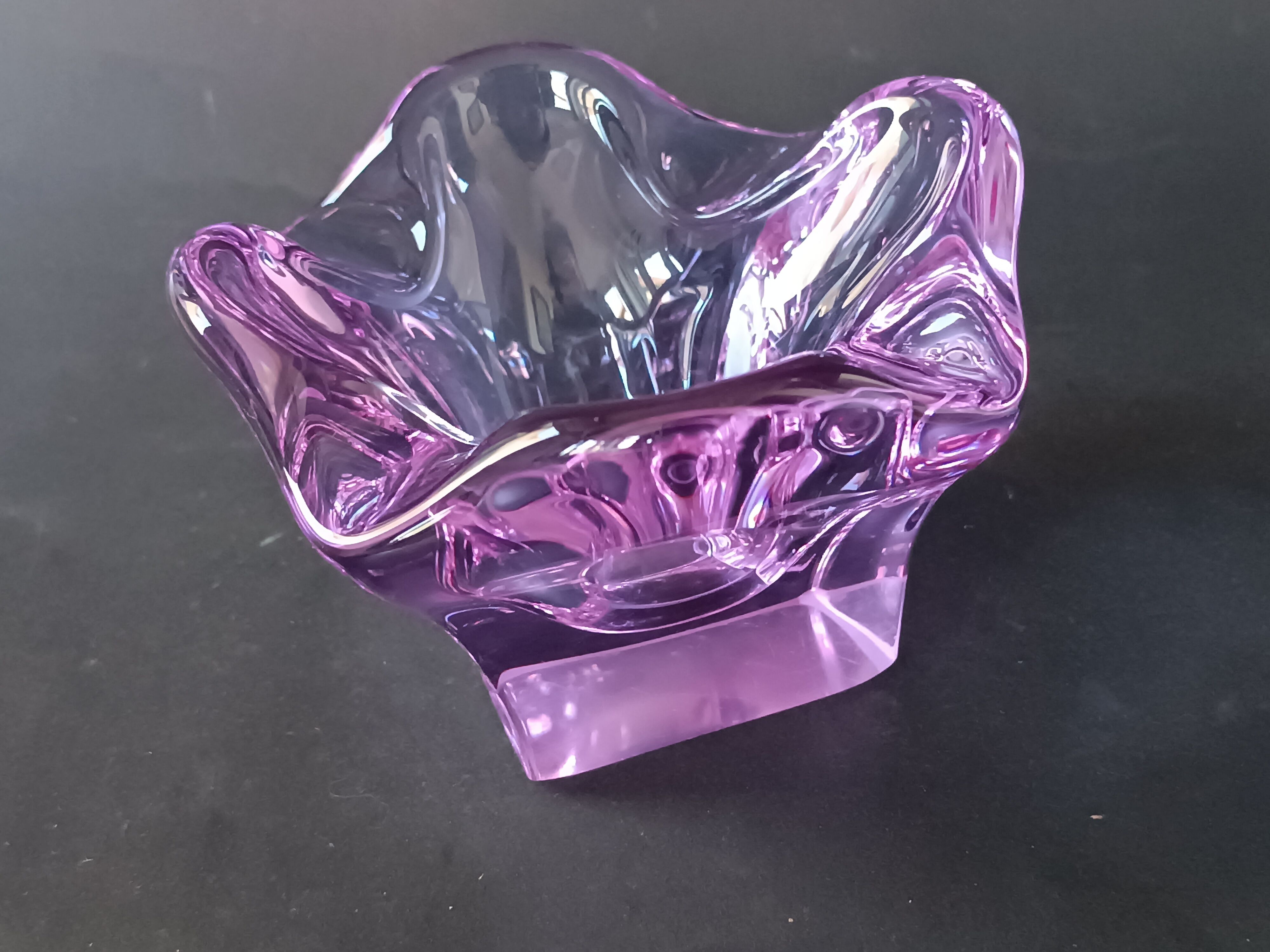 Cendrier en verre de Murano violet 1970