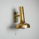 Set of three brass adjustable wall lamps