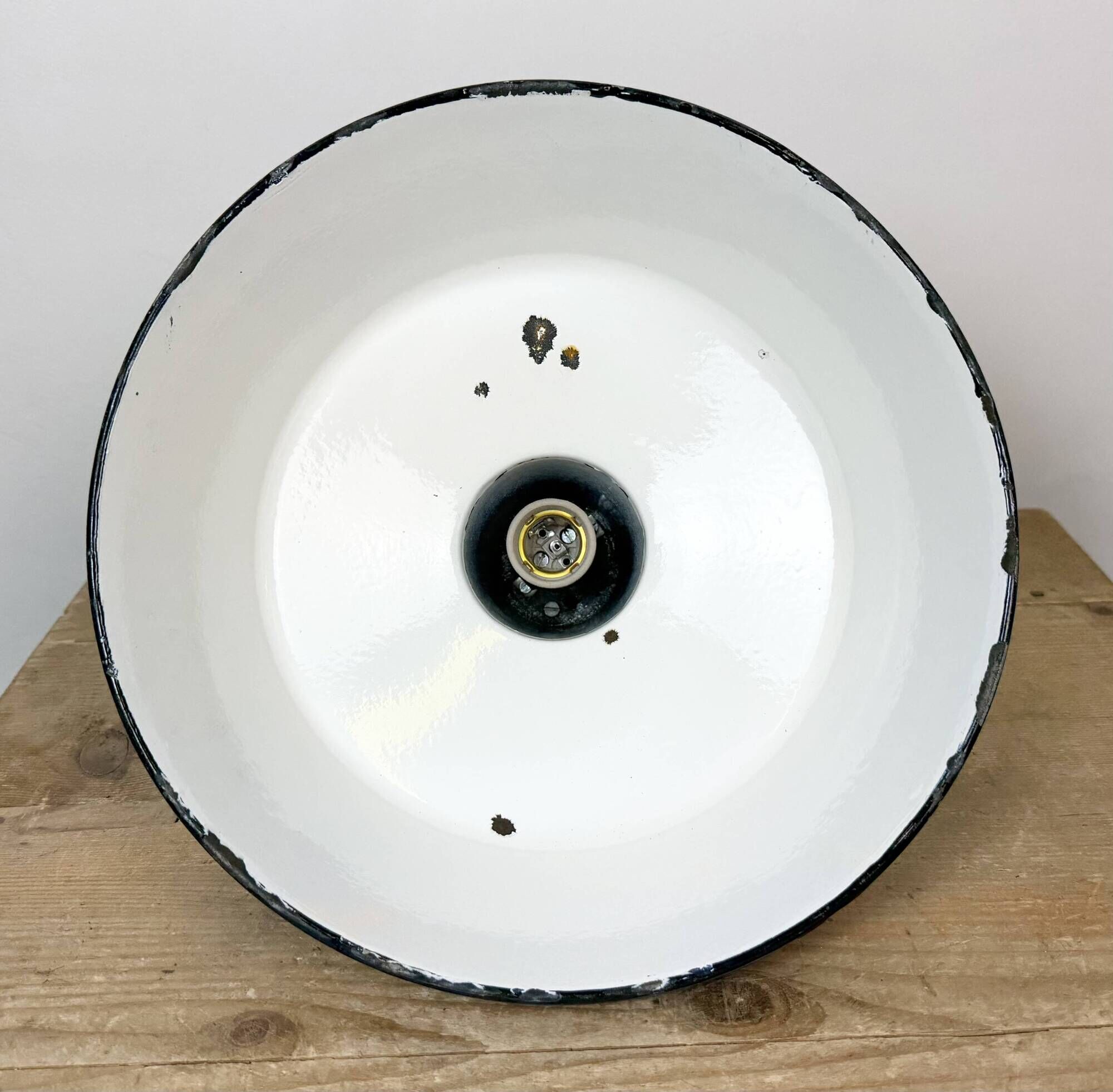 Industrial Blue Enamel Factory Lamp with Cast Iron Top, 1960s