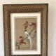 Ornithological painting, marquetry frame