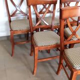 set of 6 recent Restoration style chairs in solid stained beech in excellent condition