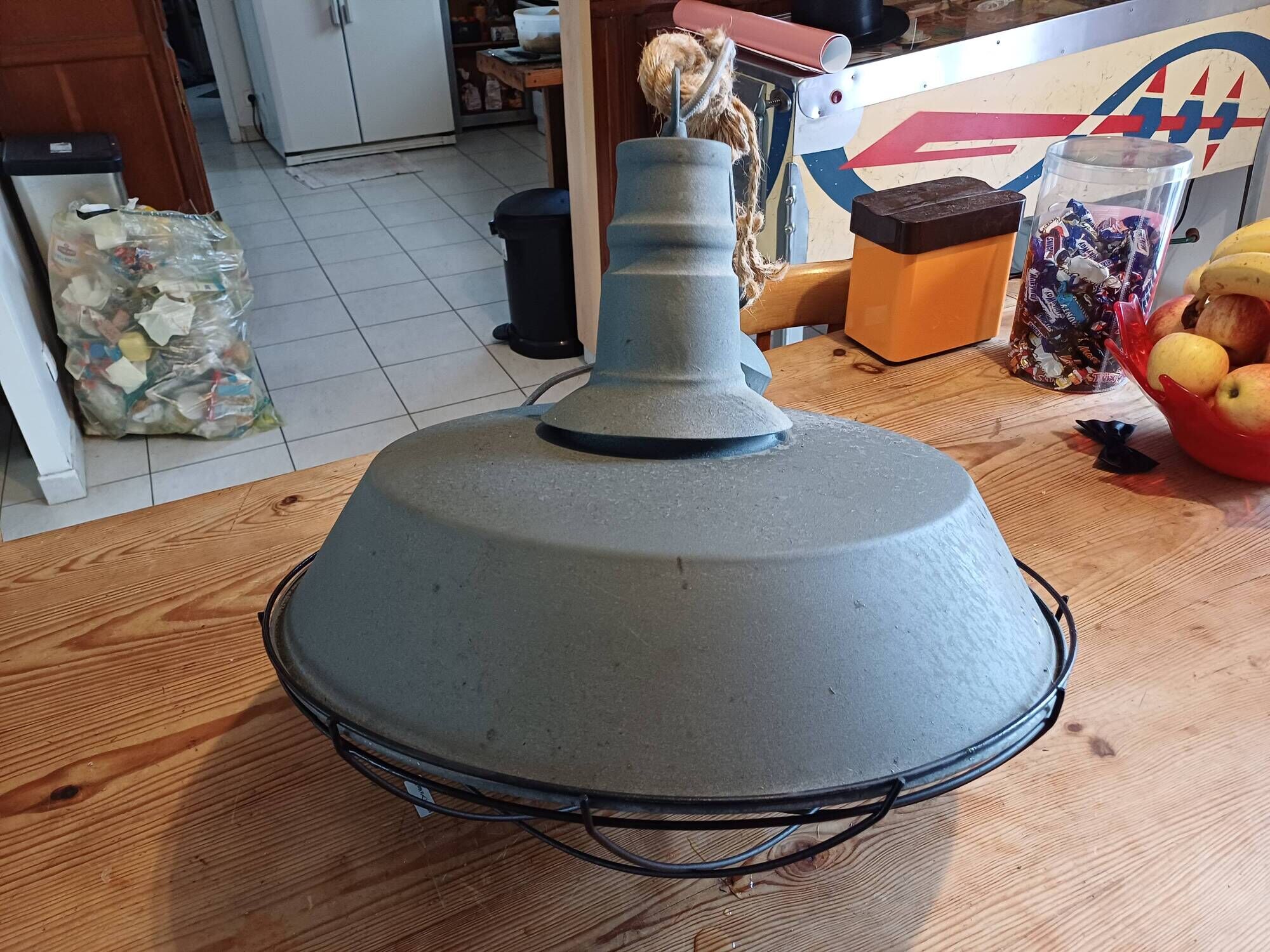 Grey metal industrial lamp