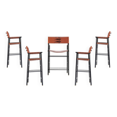 6 fauteuils et tabourets de bar avec dossier, en cuir naturel beige