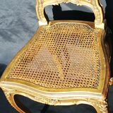Pair of old canne chairs in gilded wood