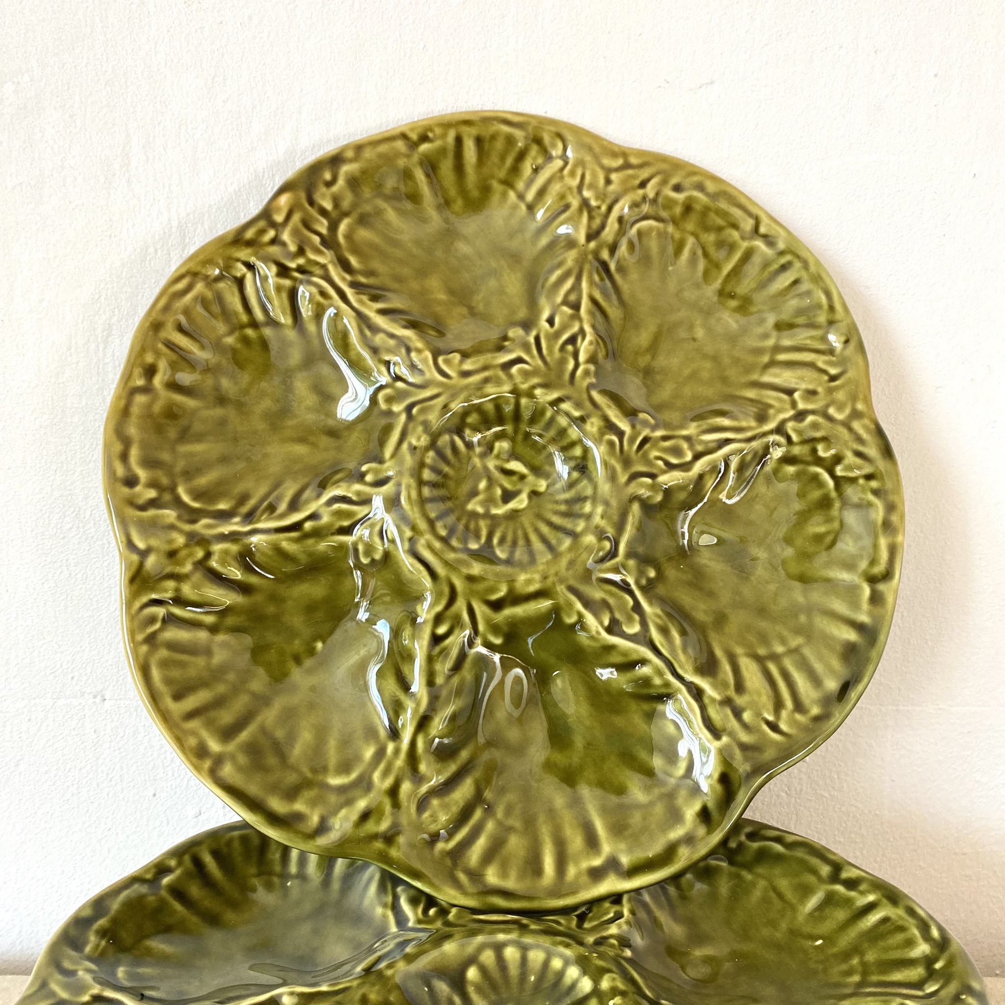 Vintage ceramic oyster plates from Gien