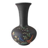 Old vase, enamelled flower decoration, to be identified