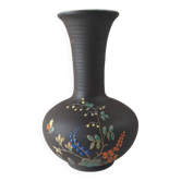 Ancien vase, décor fleurs émaillées, à identifier