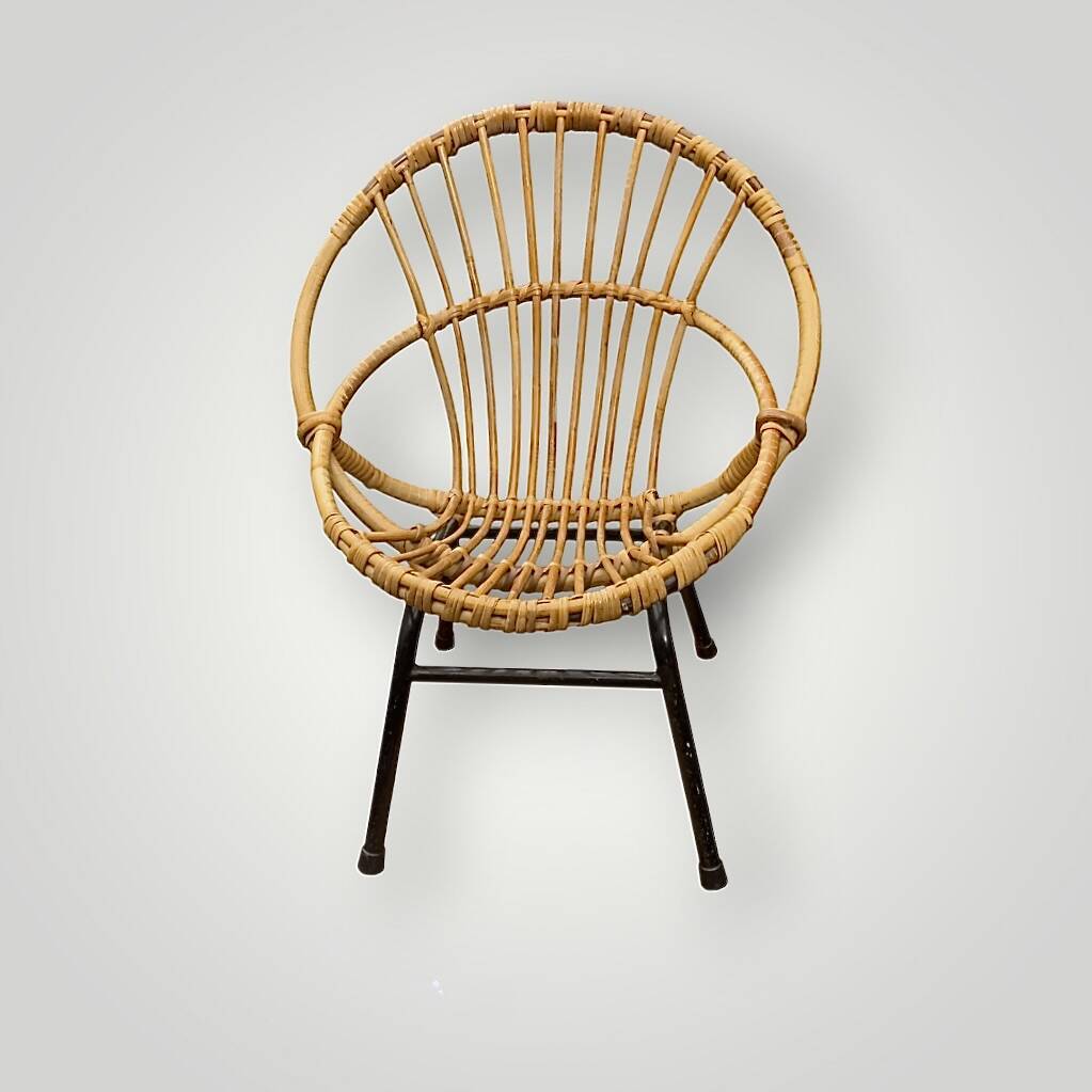 Vintage bamboo and rattan children's armchair
