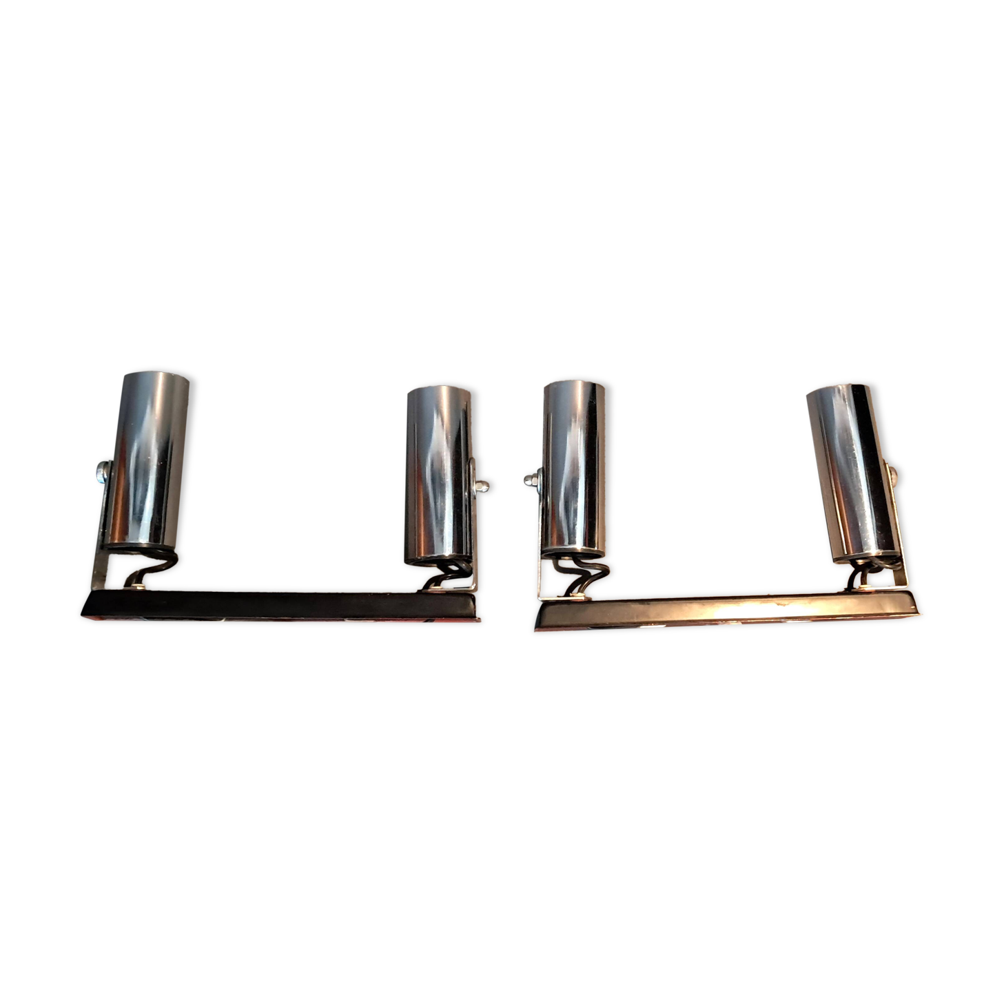 Pair of modernist chrome wall lights 1960.