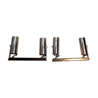 Pair of modernist chrome wall lights 1960.
