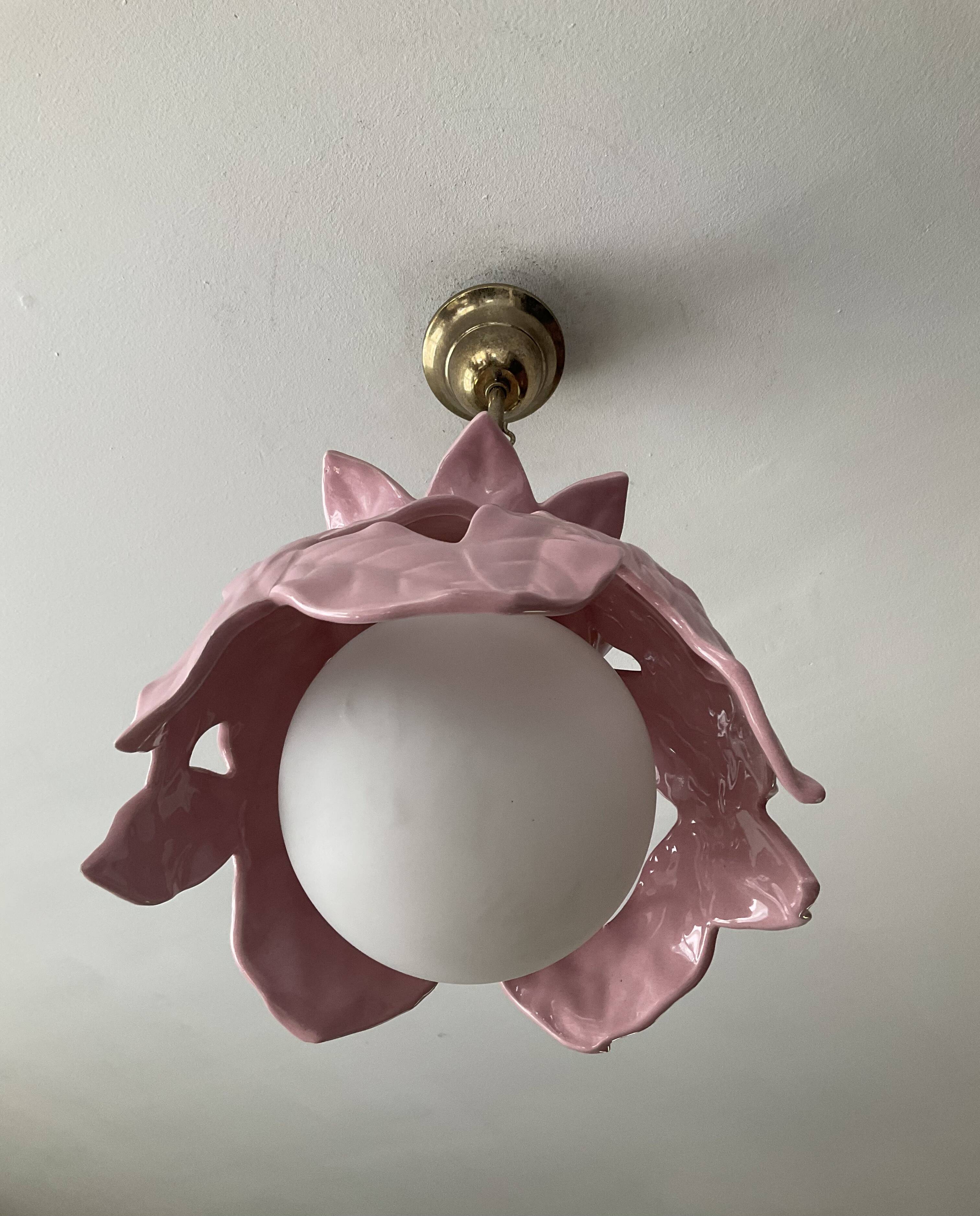 Vintage ceramic enamel flower pendant